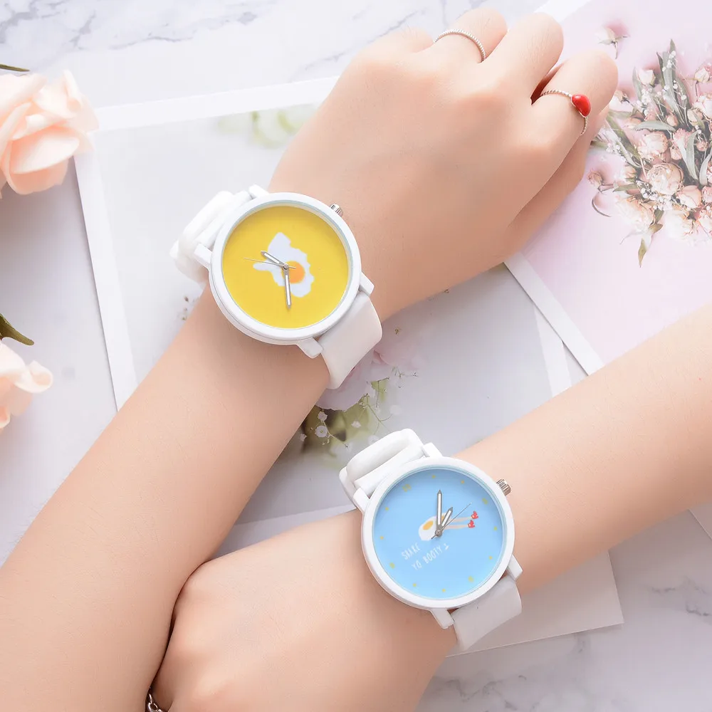 

Genvivia Fresh Silicon Strap Fashion Kawaii Bracelet Watch Ladies Ladies Cartoon Pattern Modern Wristwatch Clock