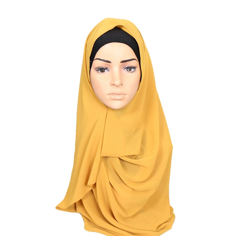 72*175 см шифон двойная петля хиджаб femme musulman Исламская платок одежда шали для лета