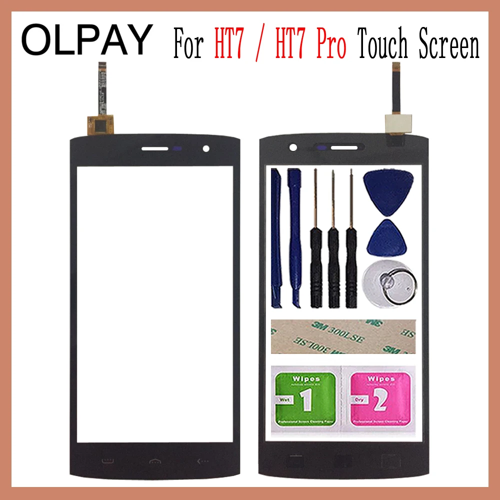 

OLPYA 5.5'' Phone Front Glass For Homtom HT7/HT7 Pro Touch Screen Glass Digitizer Panel Lens Sensor Tools Adhesive+Wipes