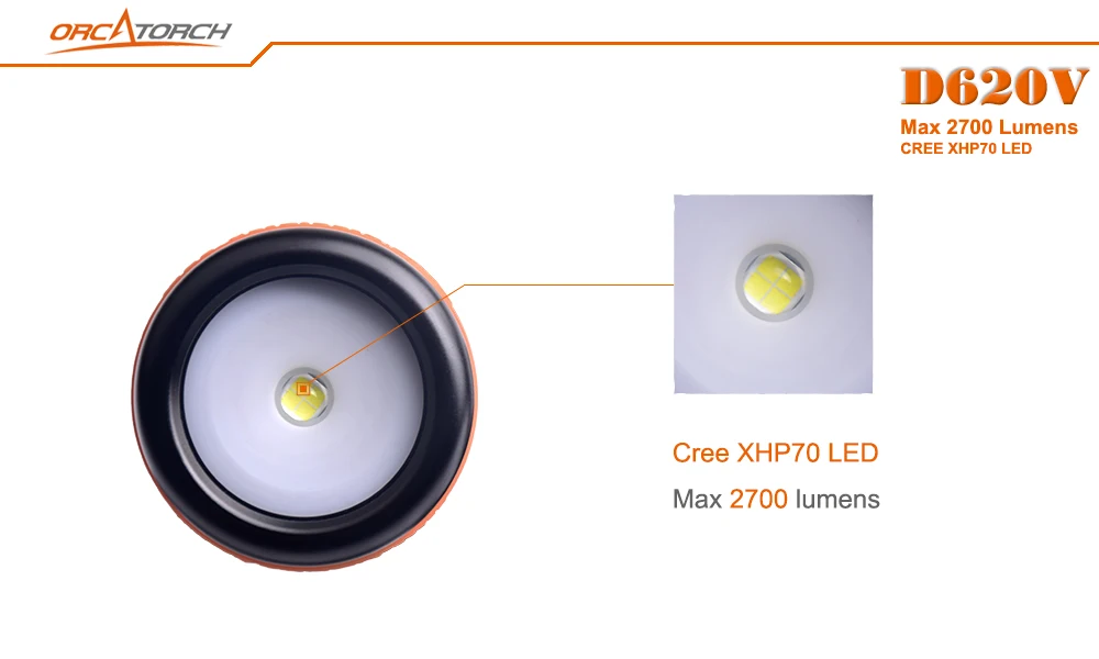 ORCATORCH D620V светодиодный светильник для дайвинга CREE XHP70 светодиодный 2700lm контейнер для дайвинга с ручкой Goodman фото/видео светильник 150 м подводный