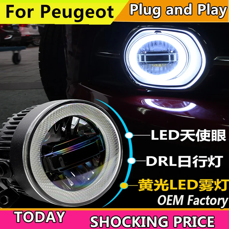 Doxa Car Styling Per Peugeot 206 207 301 307 308 408 508 Led Fendinebbia Auto Angel Eye Fendinebbia Led Drl Modello 3 Funzioni