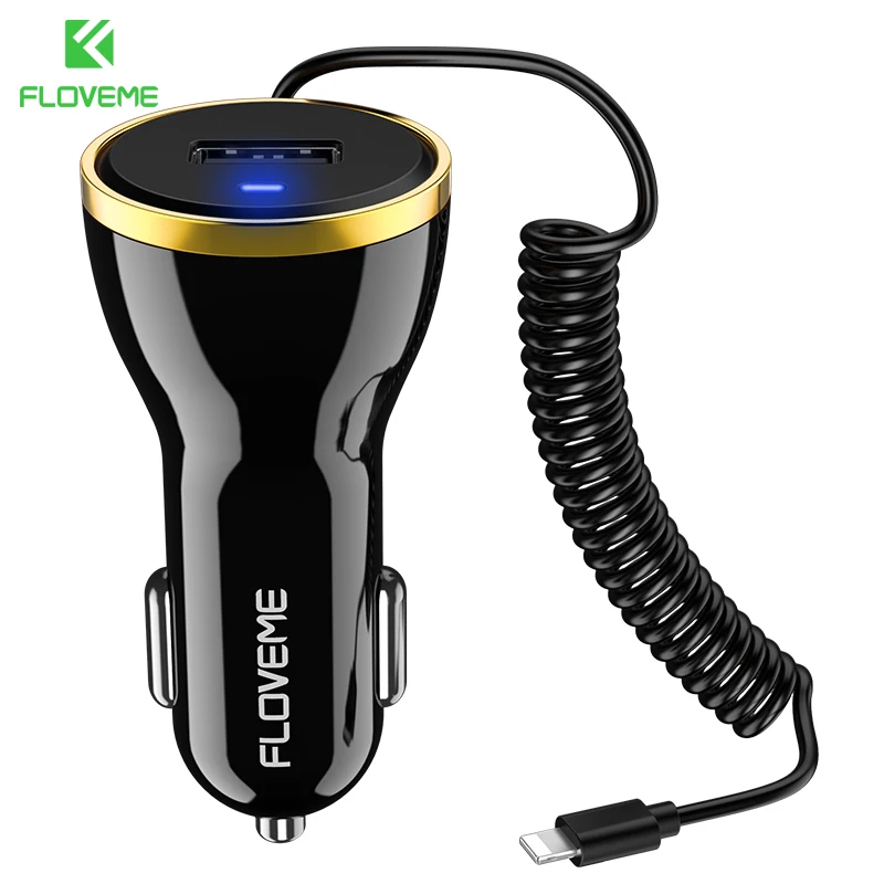 

FLOVEME Micro USB Car Charger For iPhone 7 X XS Max XR Phone USB Car Phone Charger With Micro USB Type C Lighting Cable Charger