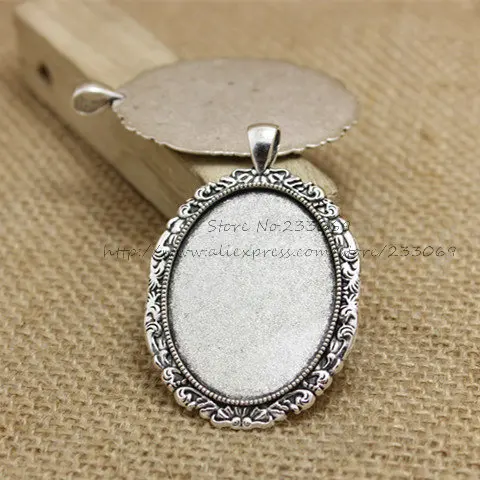 

(8 pieces/lot) Antique Silver Metal Cameo 38*58mm(Fit 30*40mm dia) Oval Cabochon Pendant Setting Jewelry Blank Charms T0265