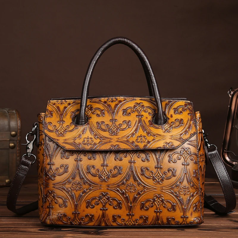 

2018 Genuine Leather Women Bags High Quality Natural Leather Embossed Ladies Shoulder Bag Viatage Female Luxury Handbag Designer