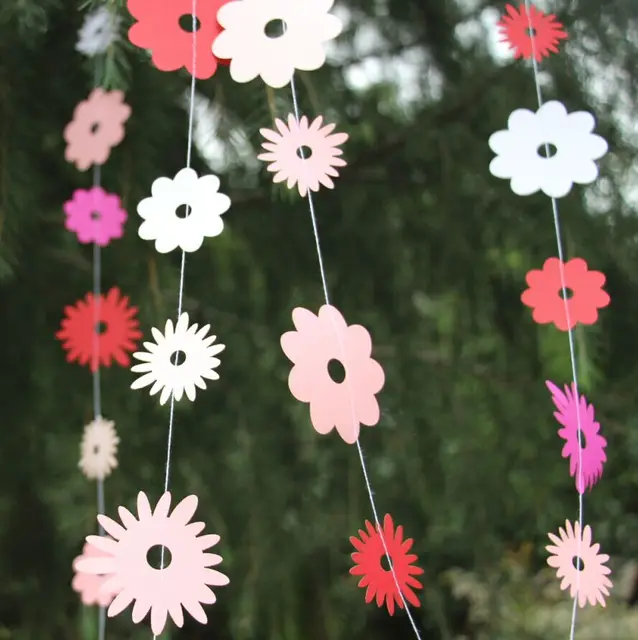 12 feets spring garland pink paper flower garland spring decor paper flower garland backdrop