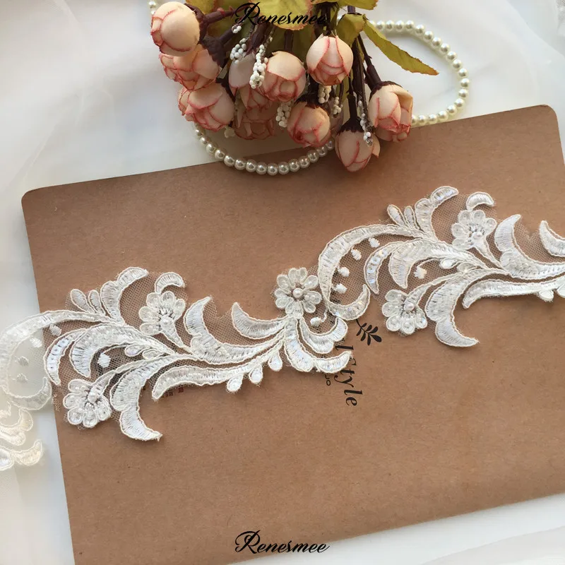 

2Yards Ivory Luxury Beaded High-grade Lace Trim Wedding Veil Special Rayon Material Wedding Waist Decoration 7.5CM SX252
