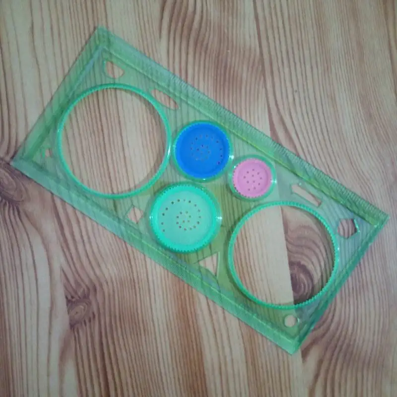 400PCS Creative Student Straight Plastic Spirograph Drawing Ruler Random Color