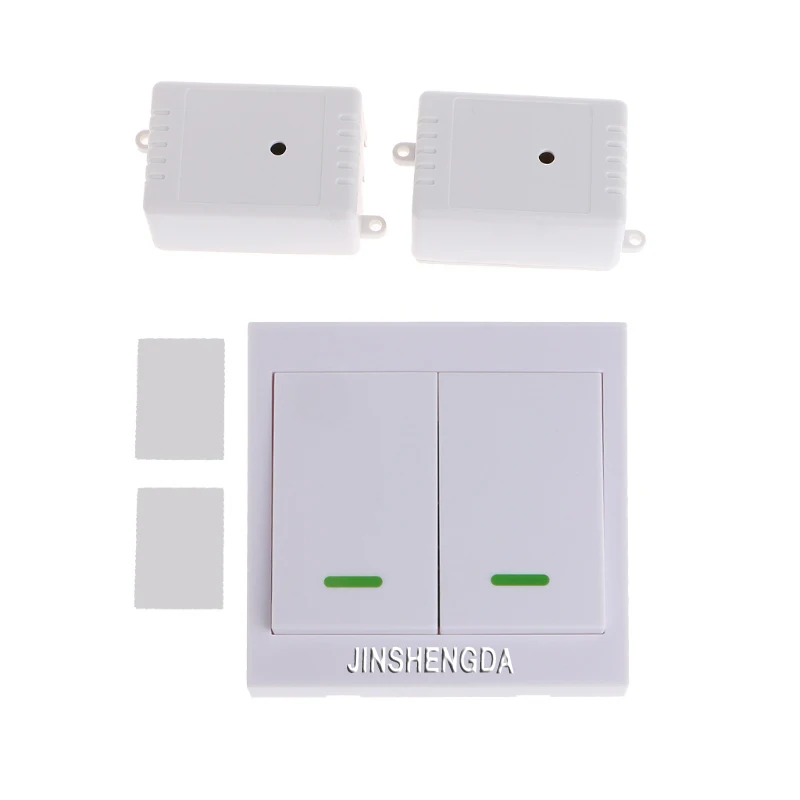 

JINSHENGDA 220V 1CH RF Wireless Remote Control Switch 1 Wall Panel Transmitter + 2 Receiver
