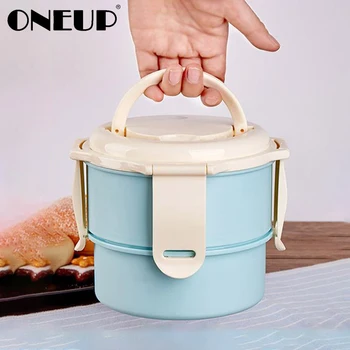 

ONEUP 3layers Stainless Steel Lunch Box Food Heating Container Thermal Lunch Box Container With Compartment Food Bento For Kids