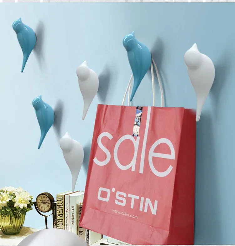 Birds Hanger Hook Room Creative Resin Model Bathroom Wall Hooks Housekeeper Sucker Hooks For Key hanger Home Decoration