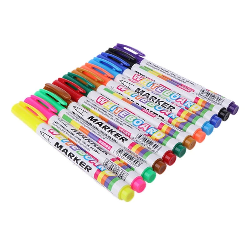 

12 Colors Whiteboard Marker Non Toxic Dry Erase Mark Sign Fine Nib Set Supply