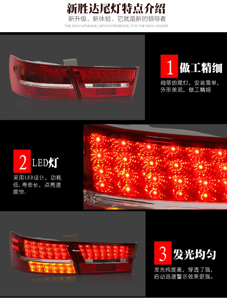 Perfect D-YL Car Styling Accessories for Hyundai Sonata NF LED Taillights 2006-2013 Sonata NF Tail Light Rear Lamp DRL+Brake+Park+Signal 10