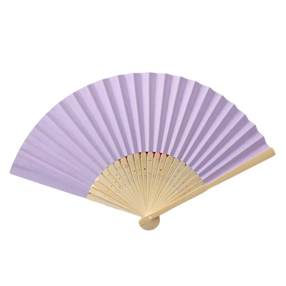 Горячая шаблон складной танец Свадебная вечеринка элегантный бумажный веер сувениры кружева шелк ручной сплошной цвет Вентилятор Пластик#20 - Цвет: Purple