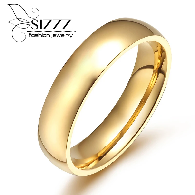 Gold Ring Men /Women Gift Wholesale Real 4MM Wide Classic Gold Wedding
