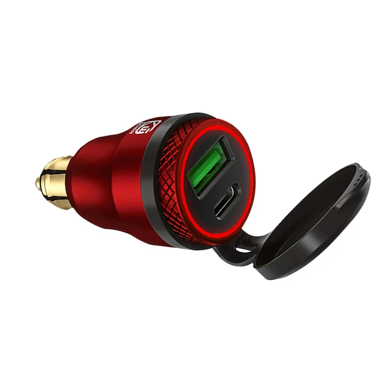 Мини быстрое зарядное устройство QC3.0 Din USB адаптер питания для BMW Triumph Tiger 1200 мотоцикл разъем питания Din USB зарядное устройство - Название цвета: Красный