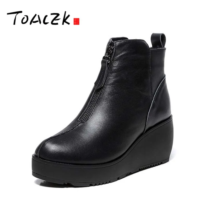

Vintage Style Genuine Leather Women Boots Flat Booties Soft Cowhide Women's Shoes Boots