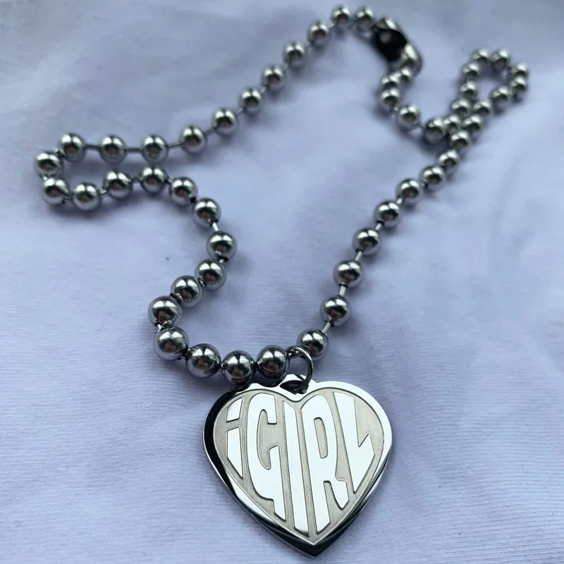 Harajuku Girls Punk Fashion Pendant Necklace Internet She Devil Women Stainless Steel Gothic Necklaces Women Sweet Collares - Окраска металла: igirl necklace