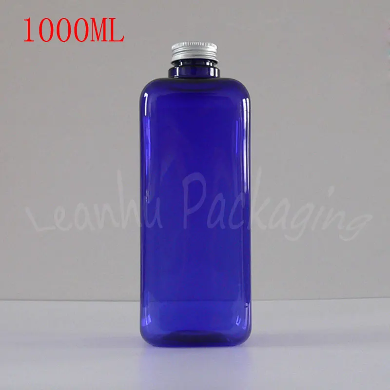 

1000ML Blue Plastic Bottle With Aluminum Screw Cap , 1000CC Empty Cosmetic Container , Shampoo / Lotion / Toner Sub-bottling