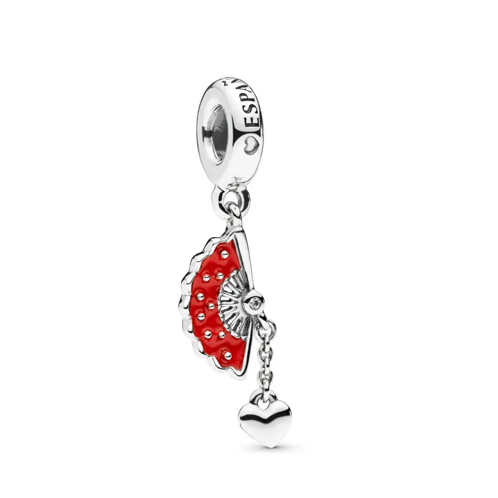 

Authentic 925 Sterling Silver Bead Spanish Fan Dangle Charm Fit Original Women Pandora Bangle Bracelet DIY Jewelry Making