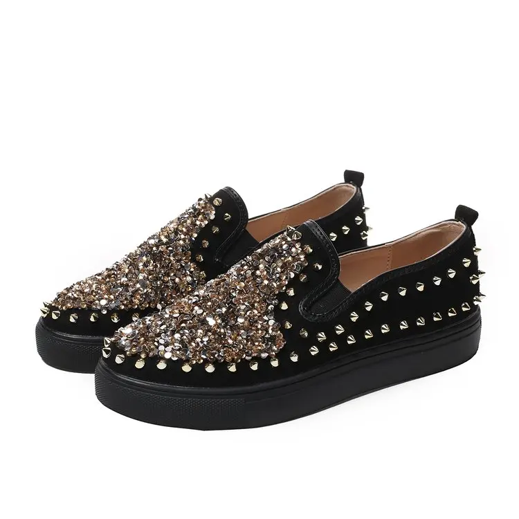 2019 Spring Autumn Fashion Lazy Loafers Women Rivet Flat Platform Flats Shoes Students Casual Crystal Trainers Retro | Обувь