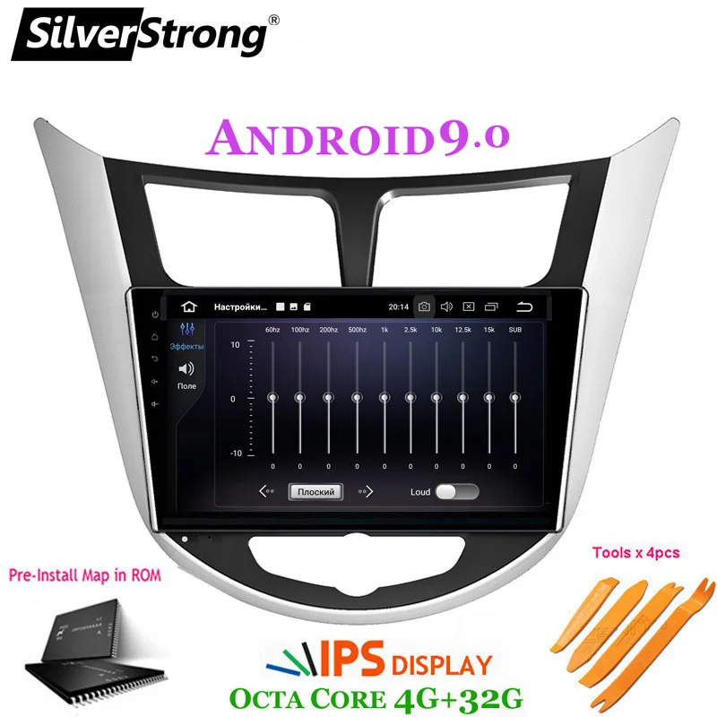 Top SilverStrong Android9.0 for Solaris Navigation for Hyundai Accent Solaris Android OctaCore 2DIN GPS Car Stereo for Solaris Radio 3