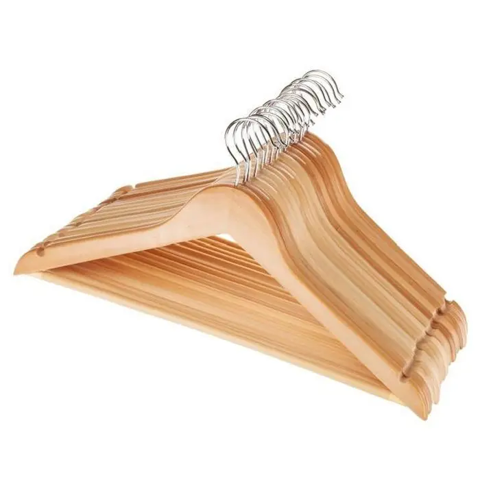 

10 Pieces Solid and Rotating Metal Hook Wooden Hangers with Notches Non-slip Metal Hook for Clothes