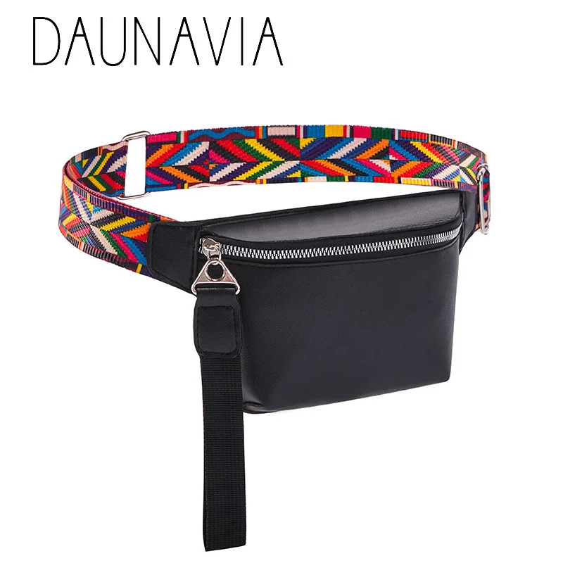 

DAUNAVIA PU Leather black Waist Bag Women Designer Fanny Pack Fashion Belt Bag Female Mobile Packs Messenger Bags Coin Purse