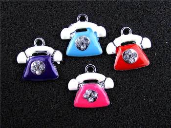 

AE587 Mix Color 100Pcs Alloy Metal Enamel Phone Charms Pendants 21x20mm