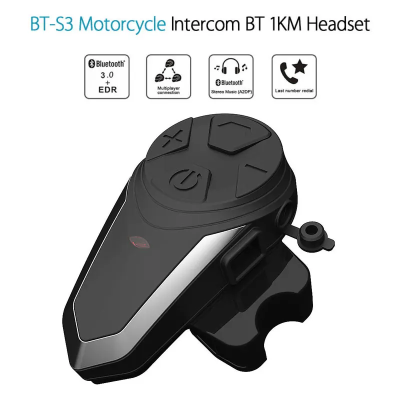 

Intercom BT-s3 Intercomunicadores de Casco Moto Interfono Casco Bluetooth Capacete Motorcycle Interphone Helmet Intercom Ejeas