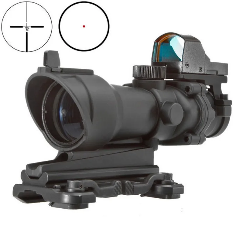 Aim Acog 4X32 Scope With QD Mount & Mini Red Dot Sight Sniper