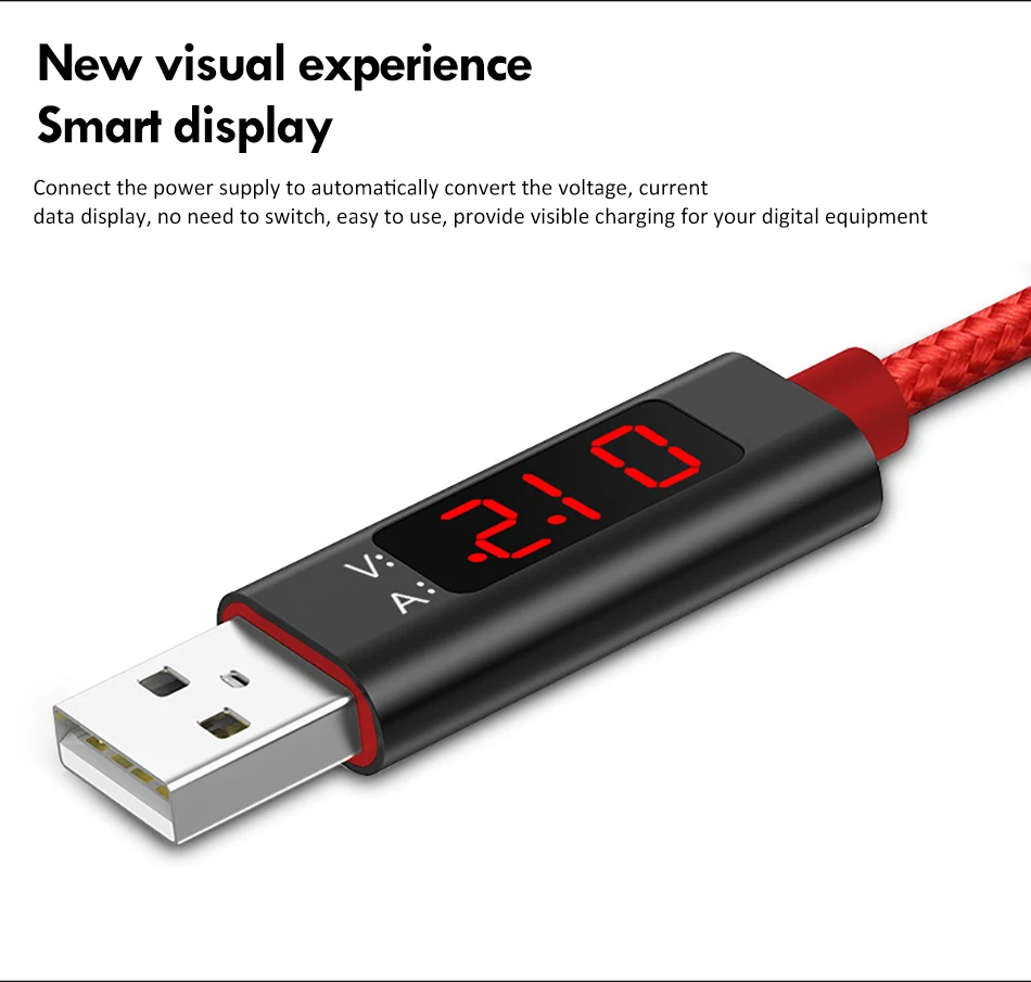USB Type C Charging Cable With LED Display For SamSung Gaxaly S8 Plus Fast Charge For Xiaomi Mi6 Huawei P9 Charger Cables (2)