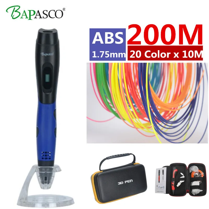 

3D Printing Pen BAPASCO 3D Pen Pencil 3 D Drawing Pen with 50/100/200M ABS Filament For Kids Child Education Tools Hobbies Toys