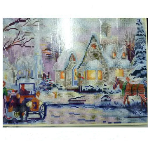 

Glowing Painting Wall Decoration Painting LED Diamond Painting Round Diamond Full Drill with Light Snow Scene