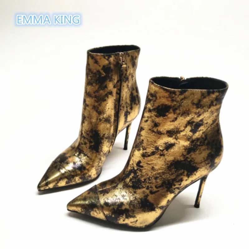

2019 new runway shoes vintage women ankle boots pointed toe stilettos fashion ladies Martin boots side zipper high heels booties