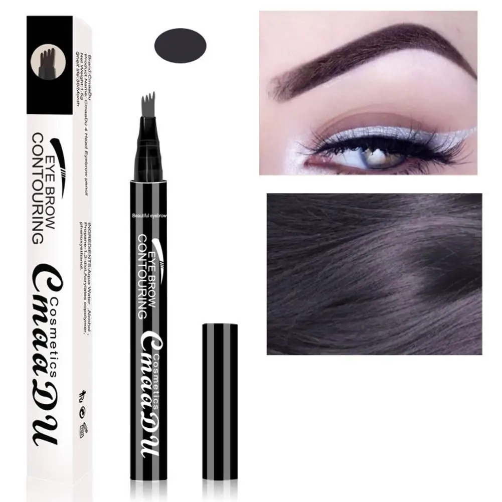 

40# Beauty Liquid Eyebrow Pencil Waterproof Long Lasting 4 Fork Brow Enhancer Dye Tint Pen Makeup Eyebrow Pencil