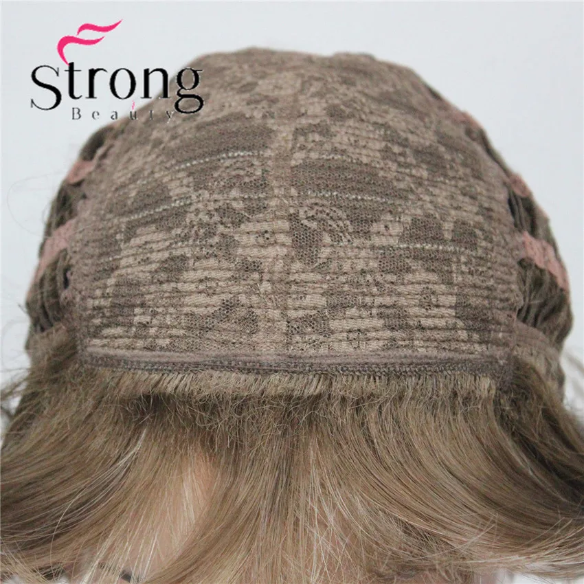 E-7125 #12TT26 New Wavy Curly Wig Light Brown Mix Blonde Short Synthetic Hair Full Women's Wigs (7)