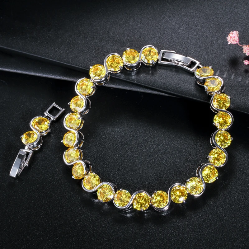 BeaQueen модные S Форма 6 мм круглый разрез желтый кубический цирконий камень браслеты дружбы вечерние ювелирные изделия аксессуары для женщин B020