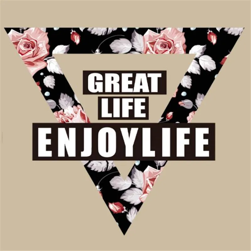 

Fashion clothes printed patch deal with it letter flower pattern Heat transfer printing Iron on patches for clothing Diy design