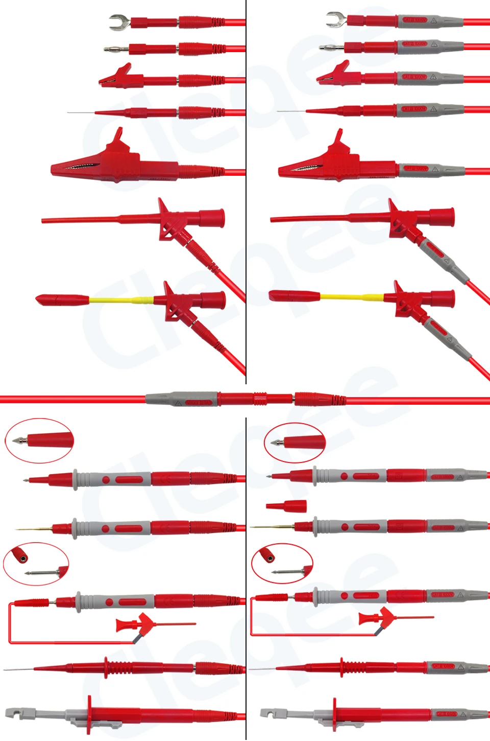 Cleqee P1600C/D/E/F 18 в 1 сменный мультиметр-зонд, набор тестовых проводов, автомобильный зонд, набор IC тестовых крючков Fluke BNC-Тестовый Кабель