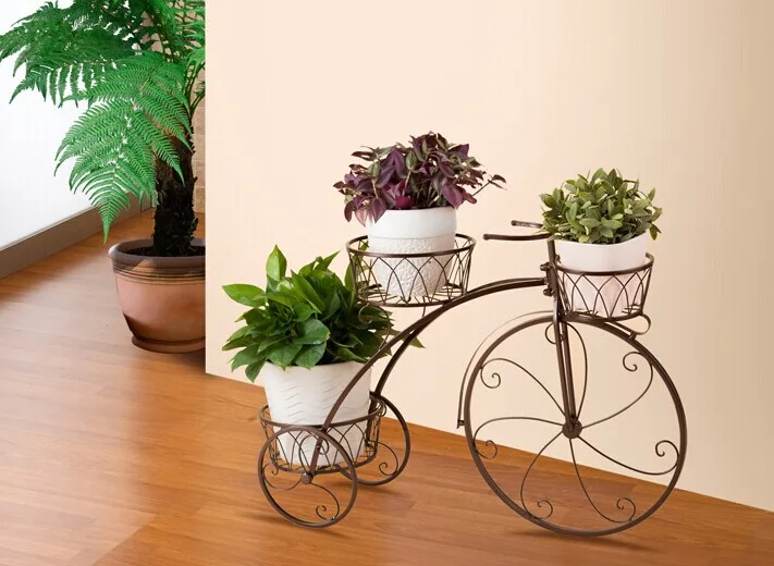 bicycle flower stand/shelf, the ground / balcony flower, outdoor / many