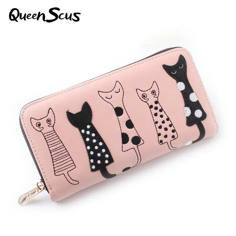 

Women Long Cartoon Cat Wallet Girl Cute Animal Lovely Zipper Card Holder Purse High Quality Casual Female Purse Clutch for Lady