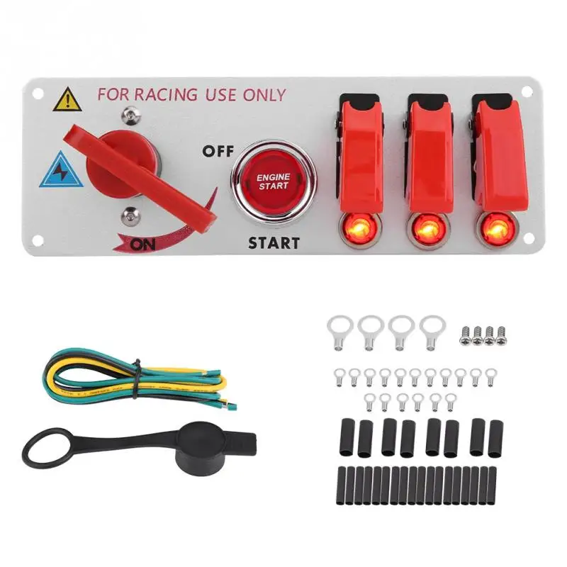 

12V Racing Car Ignition Switch Panel Engine Start LED Push Button Toggle Panel Replacement Switches Racing Car Accessories
