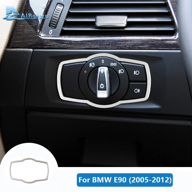 

Airspeed Alloy for BMW E90 Sticker BMW E90 Interior Trim for BMW E90 Accessories 05-12 Car Headlight Switch Button Frame Sticker