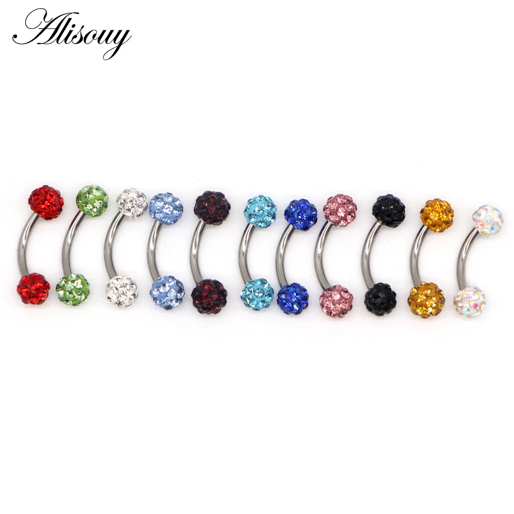 

Alisouy 1pc Surgical Steel Eyebrow Gem Curved Ring Eyebrow Piercing Curved Barbell Banana Piercings Body Jewelry Bijoux Earlets