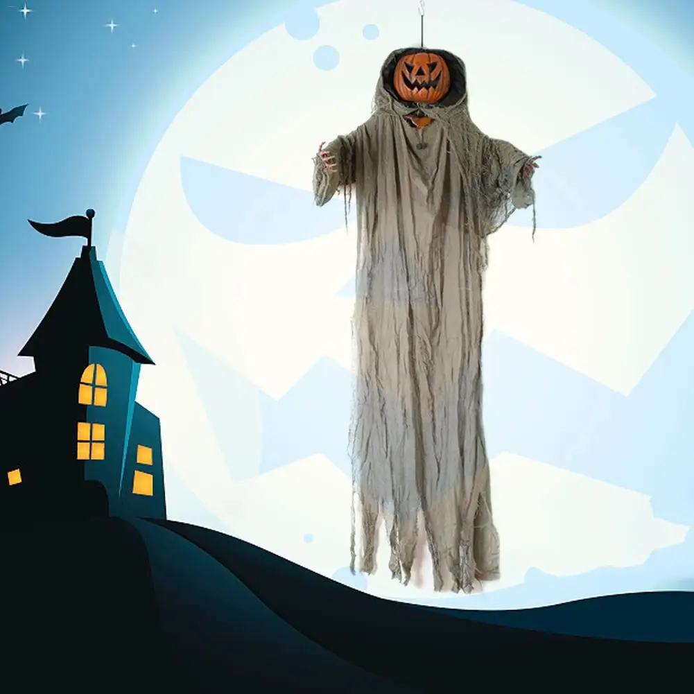 

Halloween Pumpkin Ghost Sound Control Lamp Horror Door Hanging Ghost Lamp Party Halloween Decoration