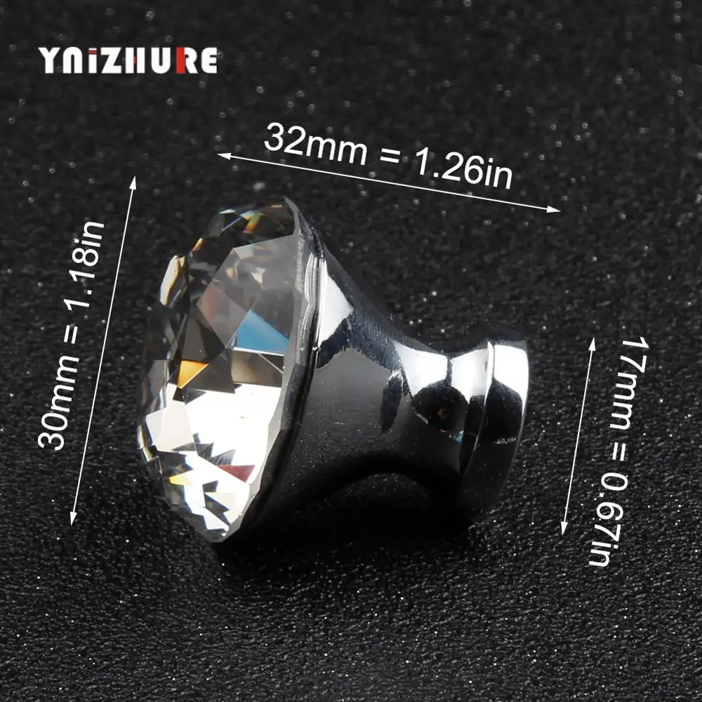 YNIZHURE Лидирующий бренд 10 шт 30 мм Diamond Форма Кристалл Стекло ручки комод для шкафа с выдвижными ящиками для кухонного шкафа с винтами
