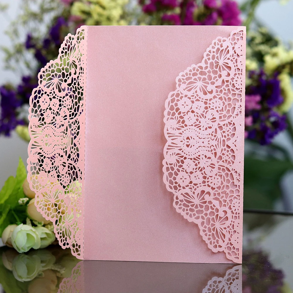  10Pcs/lot Laser Cut Wedding Invitations Card Covers Elegant Wedding Party Envelopes Event Party Wed - 32960259414