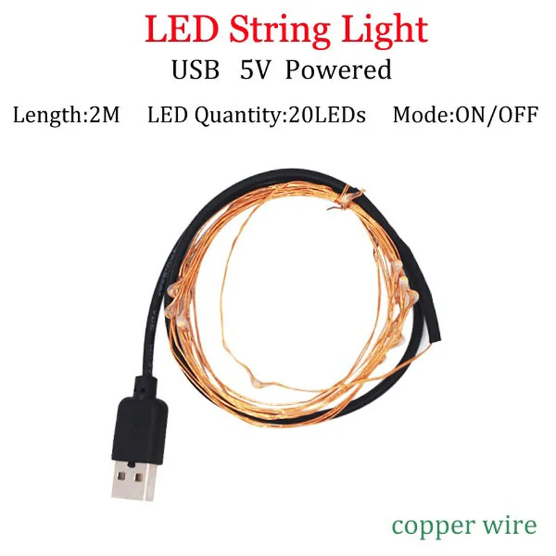 USB LED String Light 10M 5M Waterproof Silver Wire Outdoor Lighting Strings Fairy Lights For Christmas Wedding Decoration