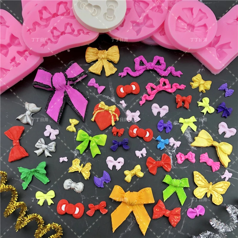 

Many Mini bow mold wedding cake decorating tools DIY baking fondant silicone chocolate High quality T0218