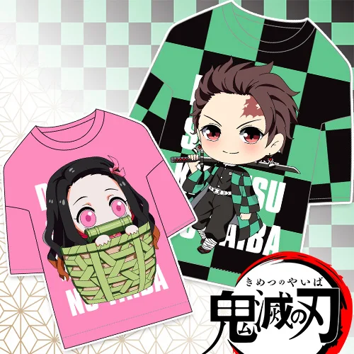 Аниме Demon Slayer: Kimetsu no Yaiba Kamado Tanjirou Nezuko футболка унисекс летние топы с короткими